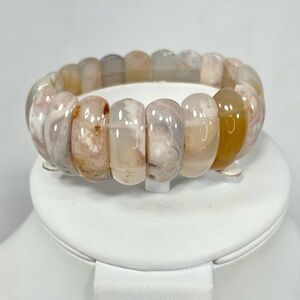 Cherry Blossom Agate Gemstone Stretch Bracelet